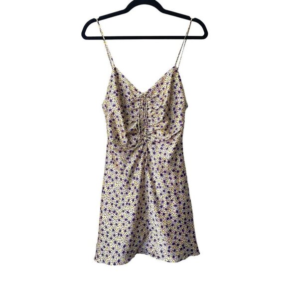 Zara Dresses & Skirts - Zara Dress Mini Size S Floral Fairy Feminine Satin Y2K Yellow Purple Feminine